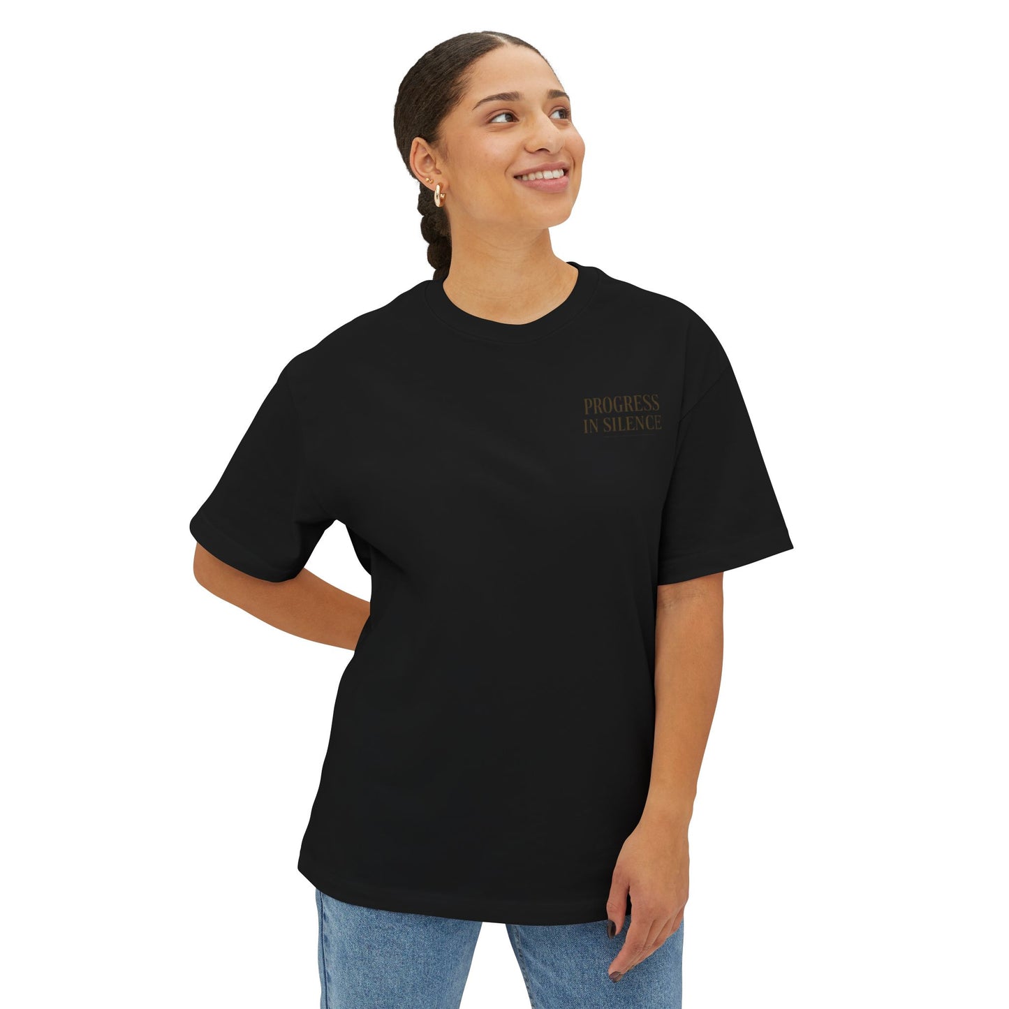 Progress in Silence Mountain Tee — Oversized Boxy Graphic T-Shirt