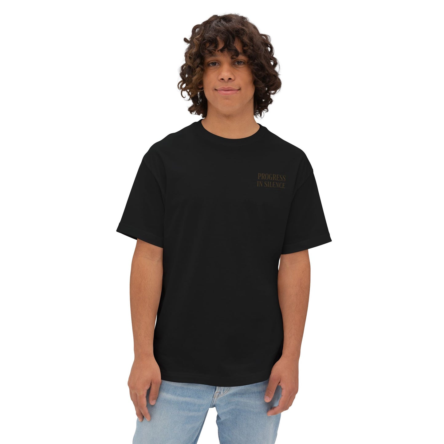 Progress in Silence Mountain Tee — Oversized Boxy Graphic T-Shirt